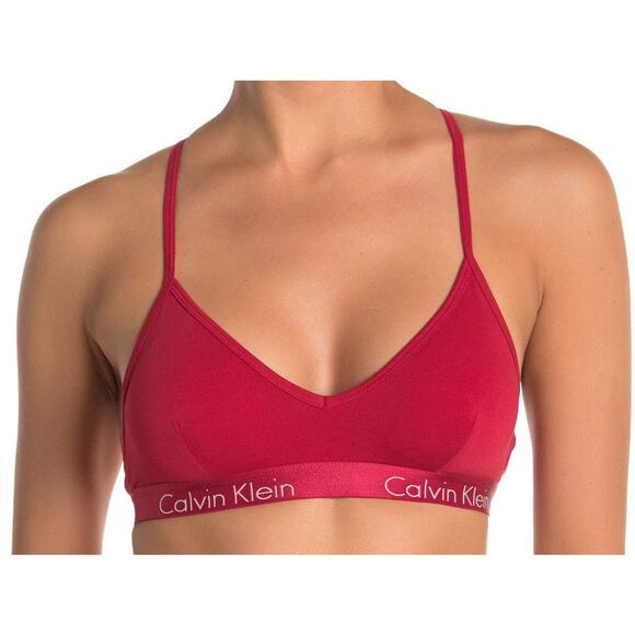 Calvin Klein Women Motive Triangle Padded Racerback Bralette Red Medium QP16680 - Picture 1 of 5